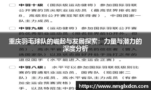重庆羽毛球队的崛起与发展探索：力量与潜力的深度分析